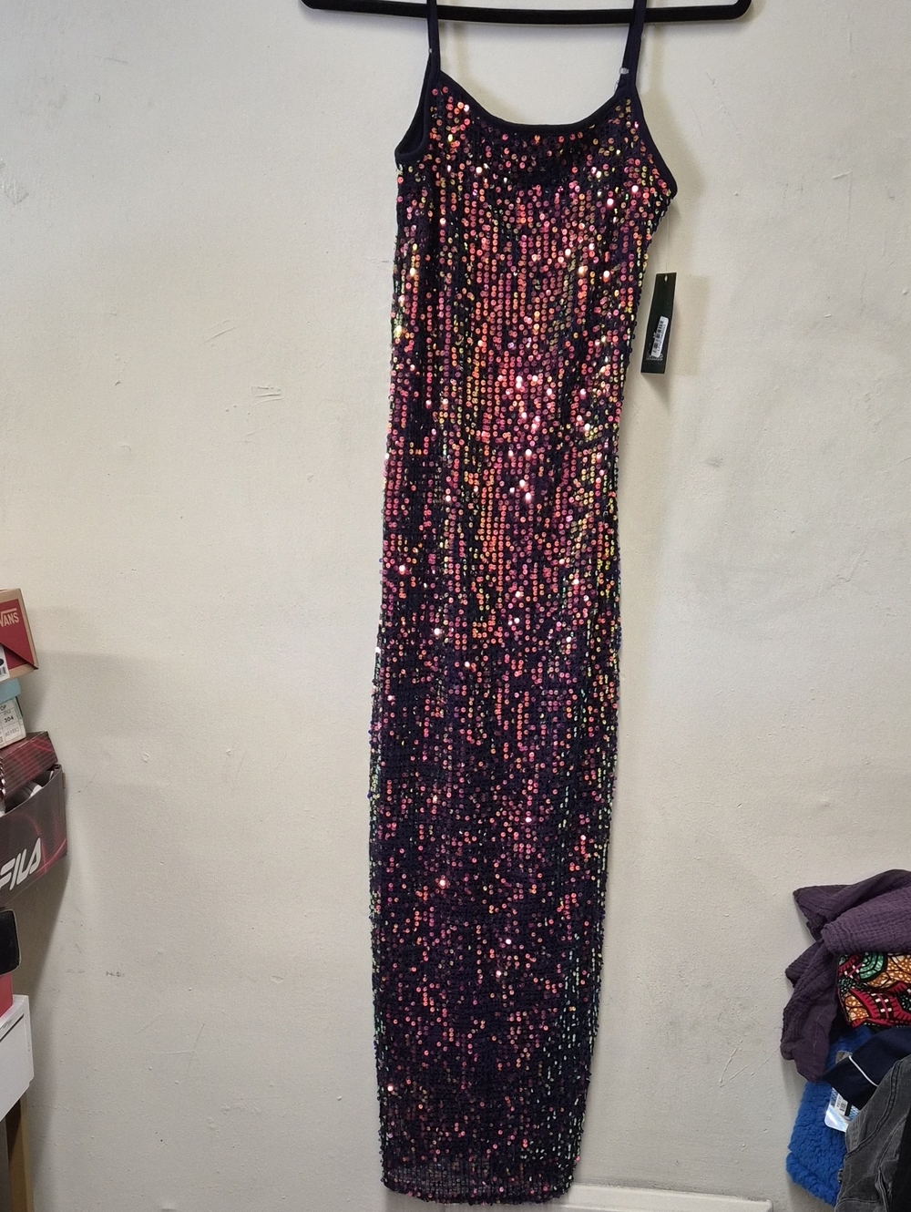 wild fable Black Maxi Skirt with Iridescent Pink Sequins Size XS